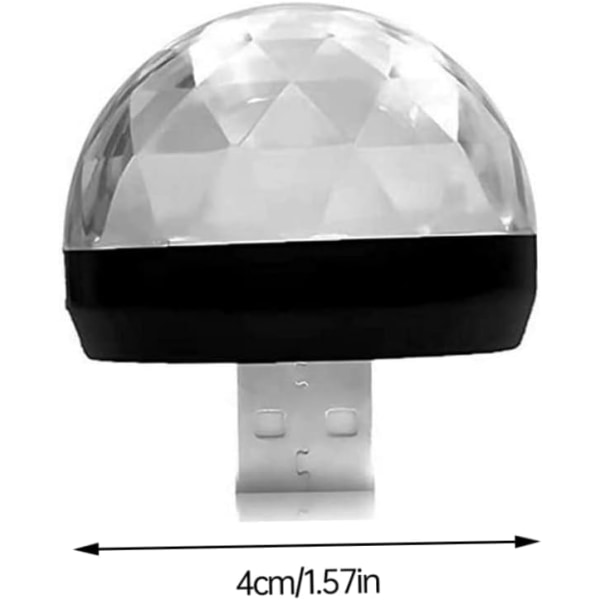 3 stk Mini disco, USB lydkontrollert lys, fargerik stroboskop