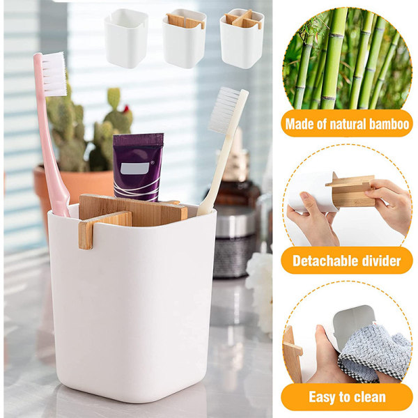 Bambus tannbørsteholder elektrisk tannbørsteholder (hvit)