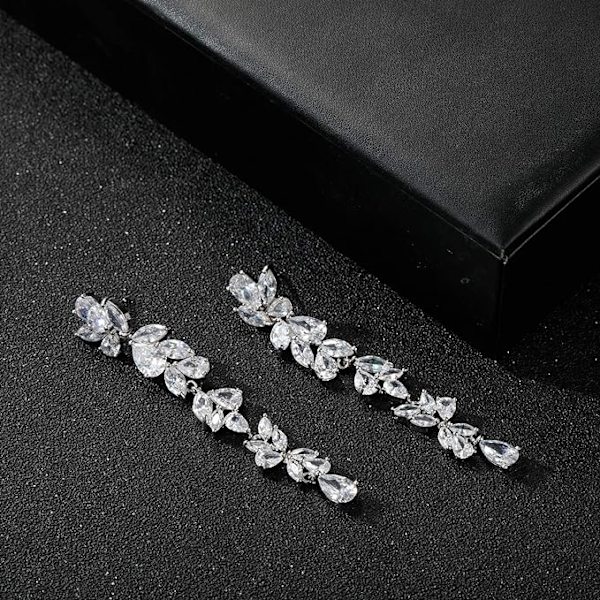 Cubic Zirconia Bryllupsøreringe til Kvinder Bruder, Krystal Chandelier Bryllup Drop Øreringe til Galla eller Skønhedskonkurrence