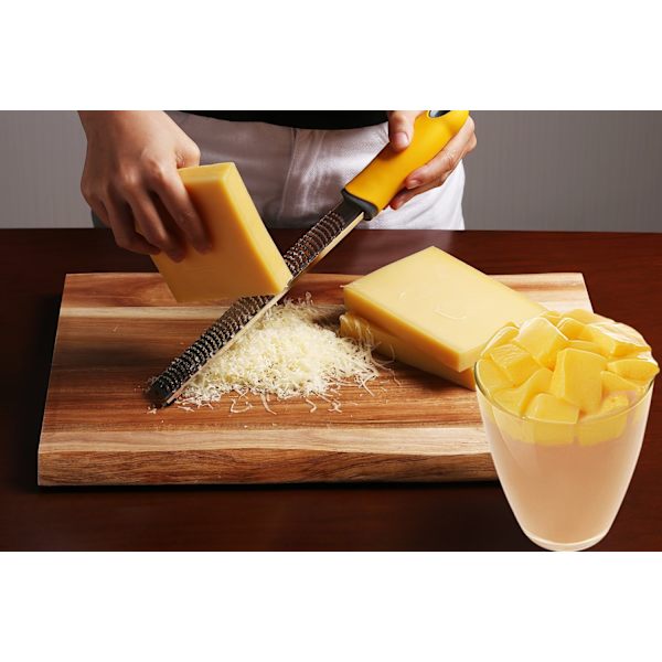 Citrus Citron & Ostehøvl - Parmesanost, Citron, Ingefær, Hvidløg, Muskatnød, Chokolade, Grøntsager, Frugter - Razor-sharp rustfrit stålblad