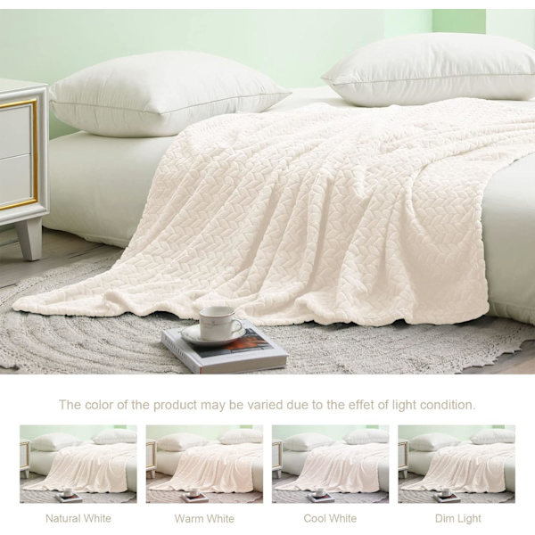 Stor Flanell Fleece Pledd, 180*200 CM Sofapledd, Myk Jacquardvevd Bladmønster Pledd for Sofa