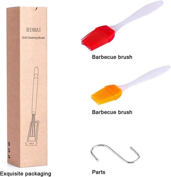 BBQ-grillin lastan puhdistusharja, 1 grillinpuhdistusharja ja 2 öljyharjaa