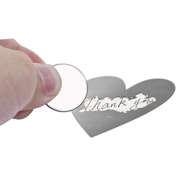 300 stk. Love Heart Scratch Off Labels Stickers (sølv)