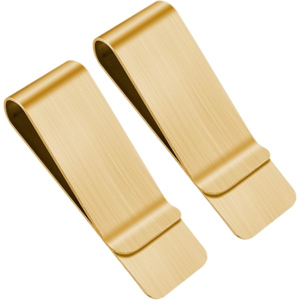 2 stk. Pengeclips i rustfrit stål, slanke metalclips til kontanter, sølvfarvet pung, kortholder til mænd og kvinder, guld
