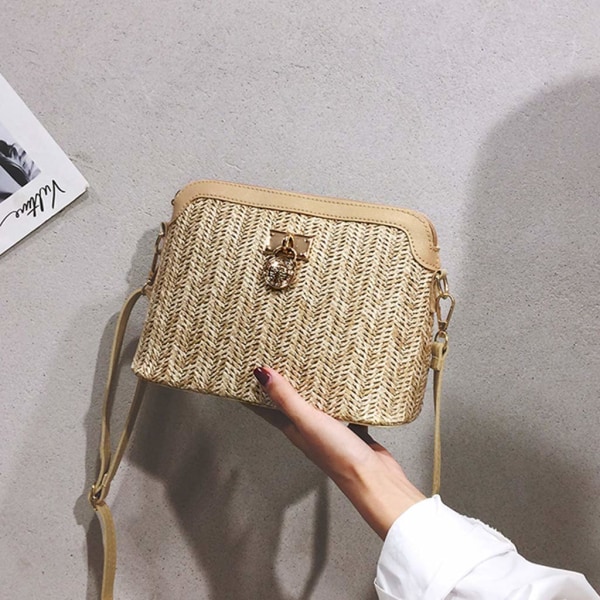 Håndveske, Dame Sommer Halm Vevd Crossbody