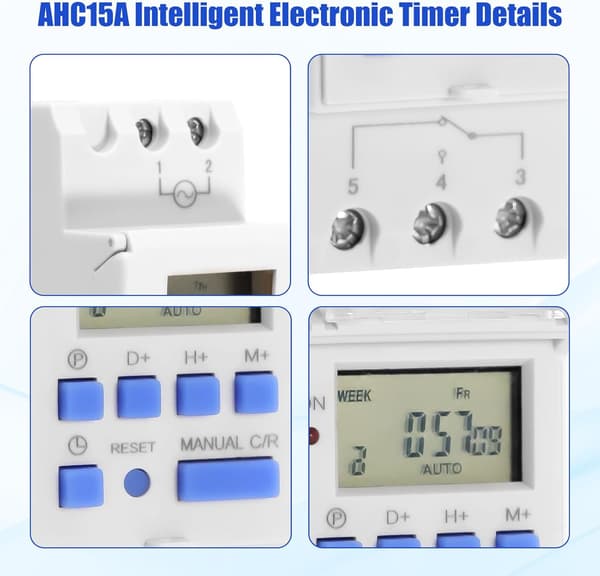 Timer Switch med LCD-display 220C 15A Veckotimer Relä Switch Programmerbar Timer för Gatubelysning och Hushållsapparater