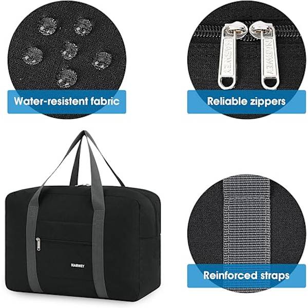 Til Spirit Airlines Personlige Ejendele Taske 18x14x9 Foldbar Rejsetaske Overnatning Håndbagage Taske til Kvinder og Mænd Black