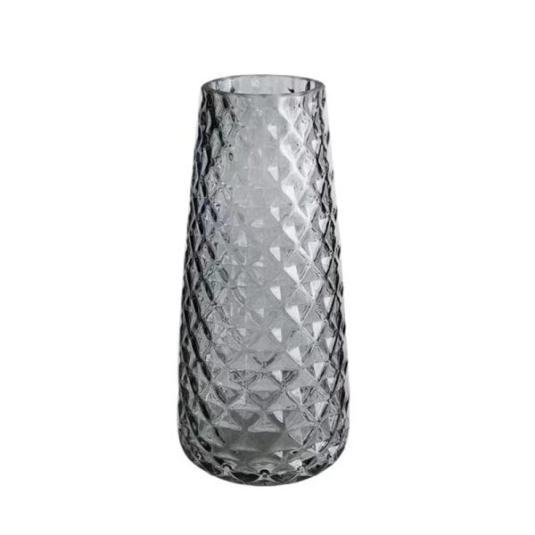 Decorative Vase Modern Semi-Transparent Grey, Vase for Office Home Plate, Pineapple Texture
