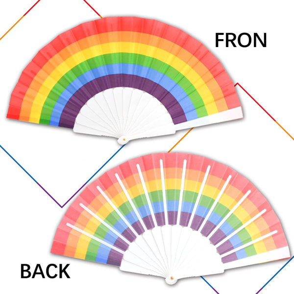 6 stk. Regnbue Vifter Pride Vifte Foldbare Håndholdte Vifter, Regnbue Fest Dekoration Håndholdte Foldbare Vifter til Kvinder/Mænd