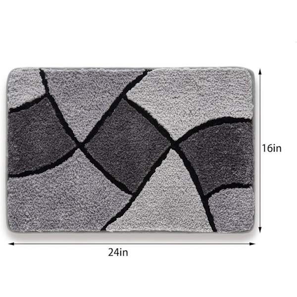 Grå badrumsmatta halkfri badkarsmatta grå rutig inredning mikrofiber golvmatta superabsorberande tjock plysch badmatta maskintvättbar 16\" x 24\"