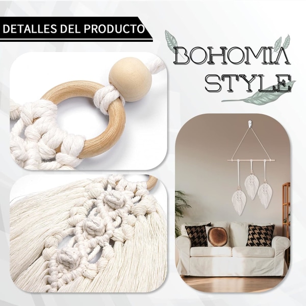 Väggbonad, Handvävd Boho Väggdekoration, Boho Stil Dekoration för Vardagsrum, Sovrum, Utomhus, Inomhus, Bröllopsdekoration, med LED-Ljusslinga