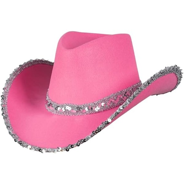 Kostumer Voksen Texan Cowboy Hat Fancy Dress Festtilbehør，pink