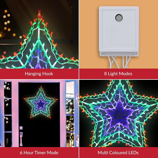 200 LED-julgransbelysning med ring, 8x 1,5 m