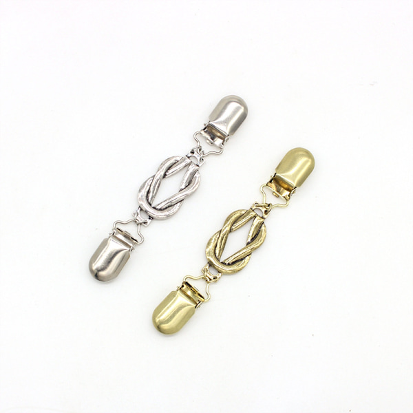 2 stk. Retro Sweater Clips Cardigan Brosche (Sølv og Guld)
