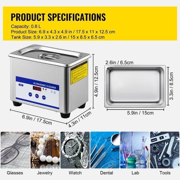 Ultralydrenser-Duoku-0,8 L-Digital timer-Rustfritt stål-35 W