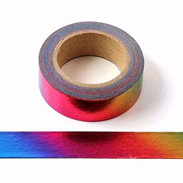 1 rulle, regnbågsfärgad solid folie Washi-tejp