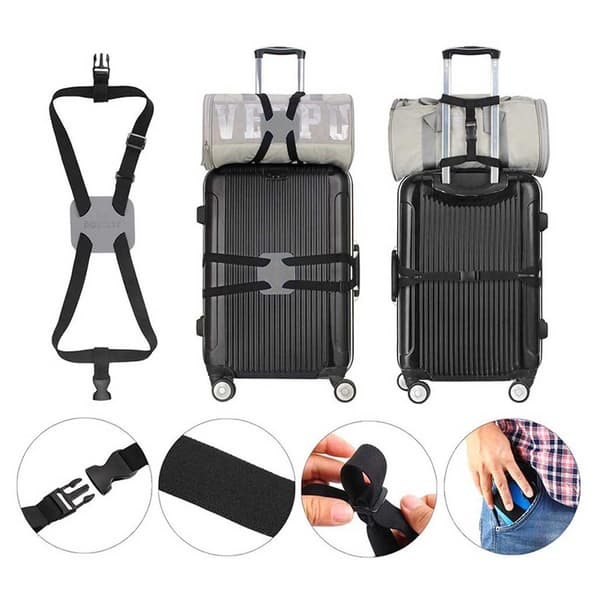 Taskeholder Bagagestrop - Fastgør håndbagage til kuffert Sort black