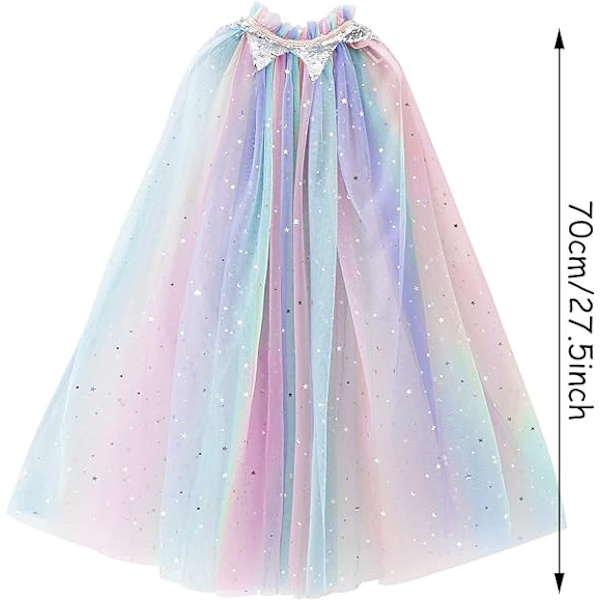 Färgglad prinsesskappa, prinsessklänning, L