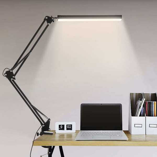 LED-skrivebordslampe, 14W sammenleggbar arkitekt med klemme, justerbar