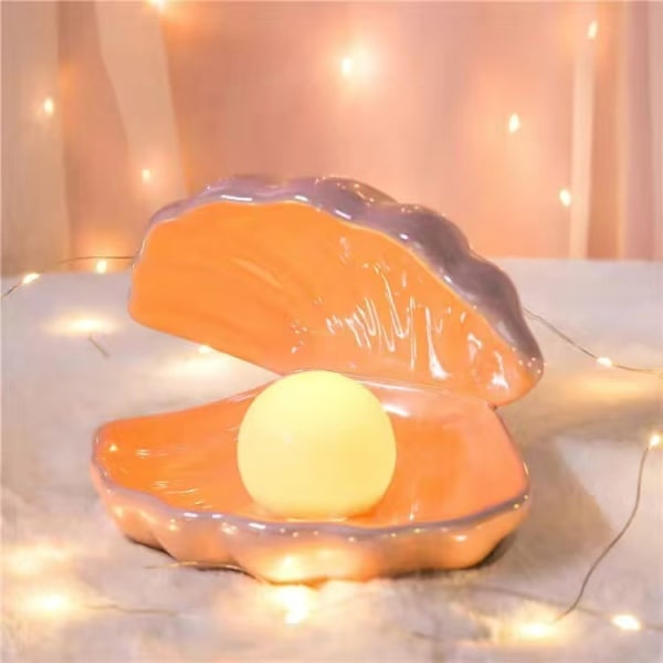 Nattlys med skjellperle-design, nattlampe ved sengen (rosa)