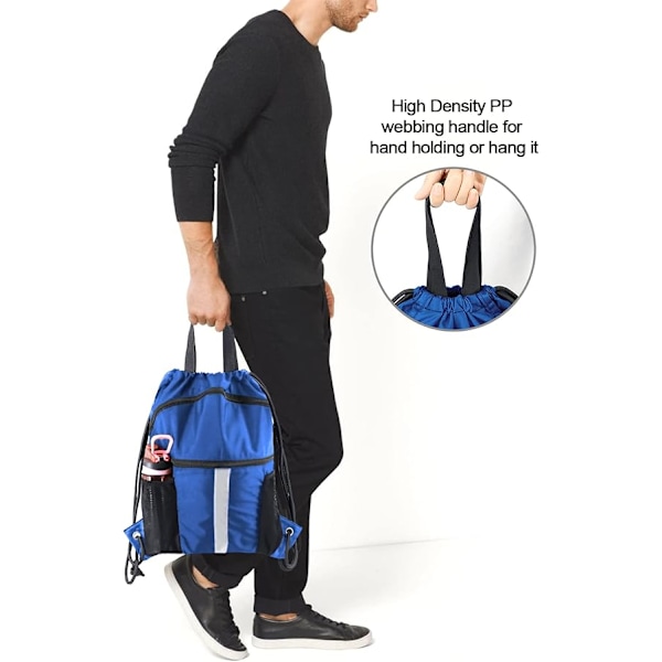 Rygsæk med snøre og skorum, Royal Blue Gym Sports Snørelukning Rygsæk