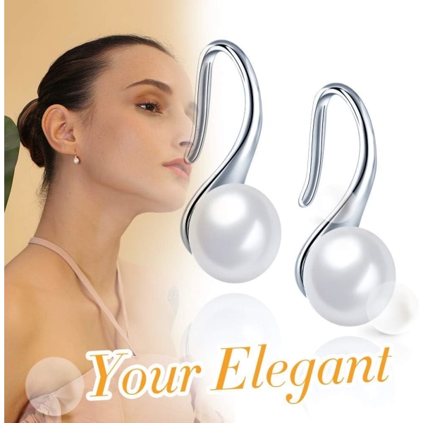 Elegant silver dam pärla 925 sterling silver örhängen, enkel stil