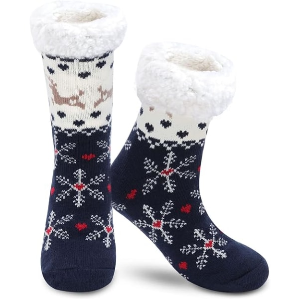 Tofflorstrumpor för kvinnor - Vinter Halksäkra Fluffiga Strumpor Fleecefodrade Damtofflorstrumpor Super Mjuka Mysiga Fuzzy Stickade Tofflorstrumpor