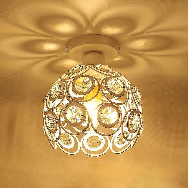 Moderne hvid krystal loftlampe, mini semi flush mount E27 krystal lysekrone
