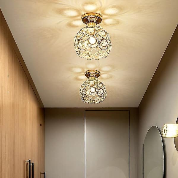 Moderne hvid krystal loftlampe, mini semi flush mount E27 krystal lysekrone