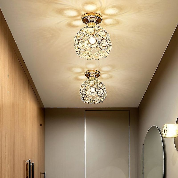 Moderne hvit krystall taklampe, mini semi-flush mount E27 krystall lysekrone