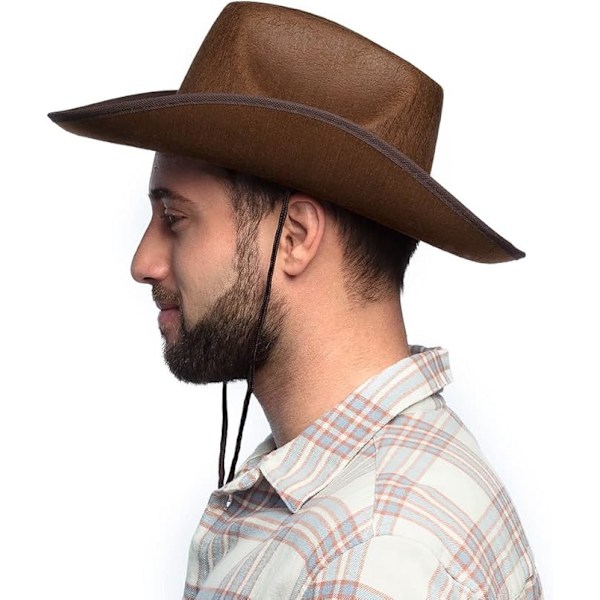 Cowboyhatt för vuxna, huvudbonad för karnevalskostymer, sheriff, rodeoryttare, Vilda Västern, kostym, karneval, temafest Dark Brown