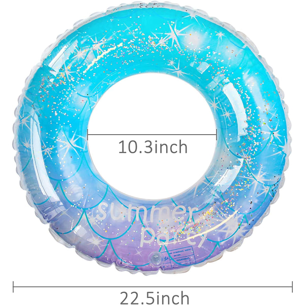 Svømme Ring, Transparent Flydende Svømme Ring med Sequin, Oppustelig Svømme Ring Rør til Børn Svømmebassin Vandsport