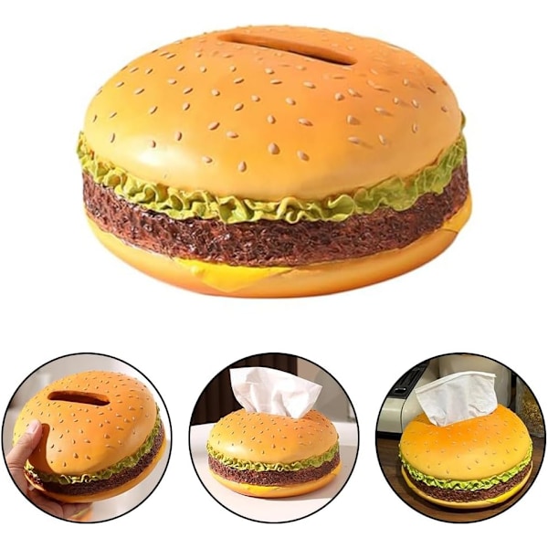 Hamburger Tissue Box Papir Oppbevaringsboks Bil Tissue Holder Brød Modell Kreativ Hamburger Design Tissue Box