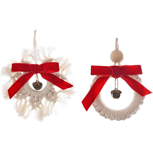 2 st mini julgransklockor vävda