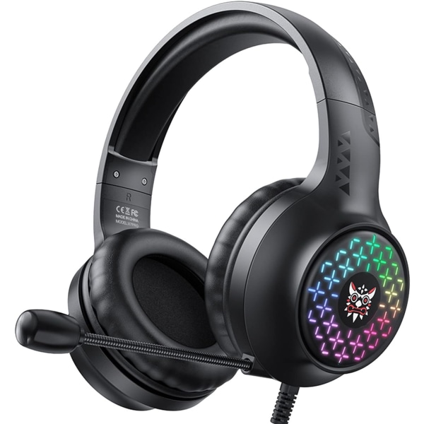 RGB Gaming Headset, Kablet Headset 260g Vekt med 360° roterende mikrofon, HD Stereo Gaming Headset, X7 Pro Black
