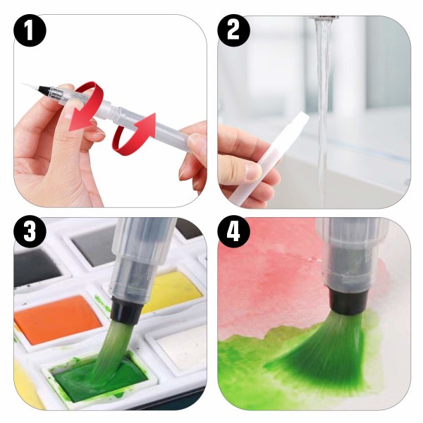 Vattenfärg Penselpenna Set - 12 delar Akvarell färgpennor för målningspennor