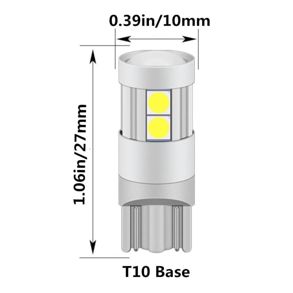 T10 LED-lampa 5W, 12V 24V Vit 6000K, med projektorlins (4st)