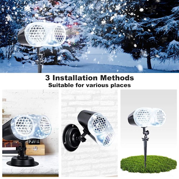 Snøprosjektor Innendørs og Utendørs Snøfnuggprosjektor Belysning IP65 Vanntett Dekorativ Lampe for Hage, Hjem, Bryllup, Kveld, Jul, Fester
