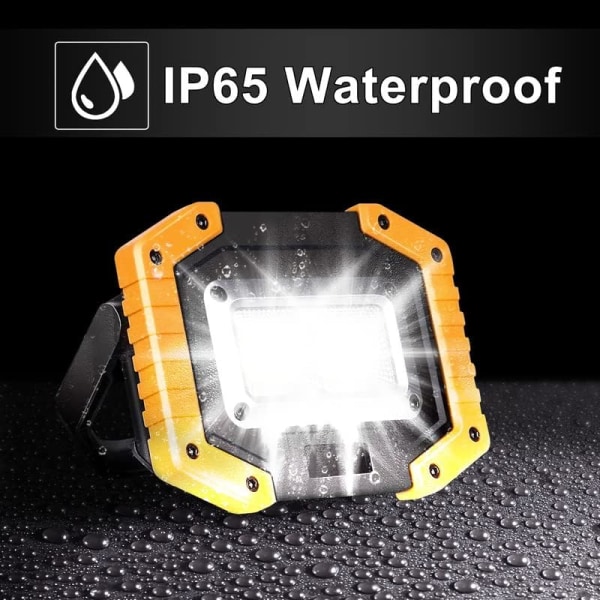 30W LED Arbetslampa COB Floodlight Super Ljusstark 2000LM Bärbar Utomhus Batteri Säkerhetslampa USB Vattentät