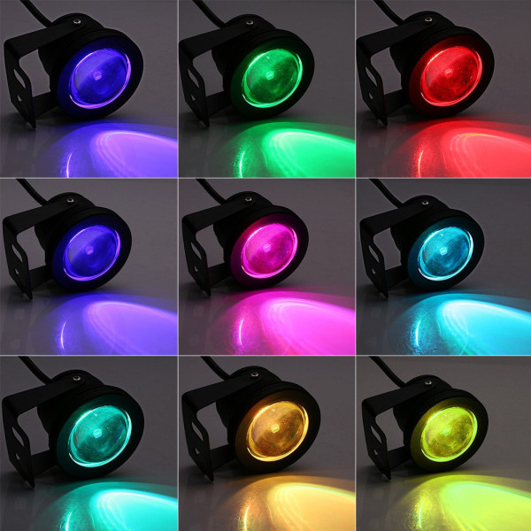 LED-undervattensbelysning, RGB-undervattensljus, 10W svart