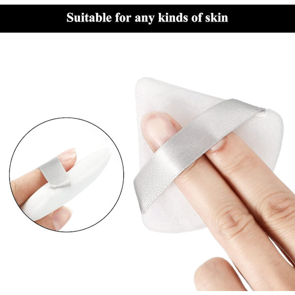 12 stycken Triangel Puderpuff Kosmetisk Ansiktsmakeup Puff för Mjukt Löst Puder Kropp Tvättbar Återanvändbar Mineral Foundation Svamp Vått och Torrt Puder white