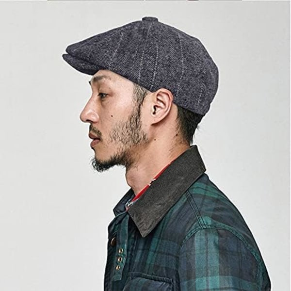 2-pack Flat Caps, Vintermössor, Baskrar för Män, Varm Ull Bomull Tygmössa