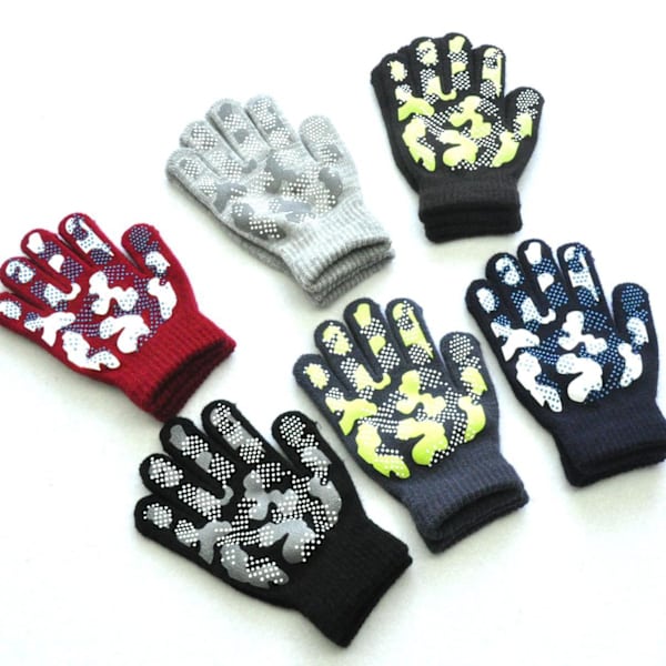 6 par magiska handskar, vinter stickade helfinger stretch handskar för 3~6 år gamla barn flickor pojkar