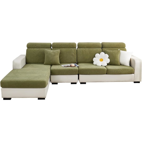 Jianyana Universal Jacquard L-Formet Elastisk Sofa Sædebetræk, Slidstærkt Møbelbeskytter til Puder på Chaise Longue M Rygbetræk