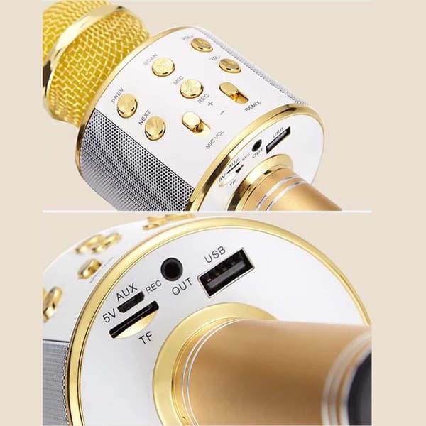 Karaokemikrofoni kaiuttimen ja Bluetoothin kanssa, Kulta gold