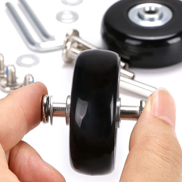 4-pack utbytbara svängbara gummihjul för resväskor, 45 x 18 mm