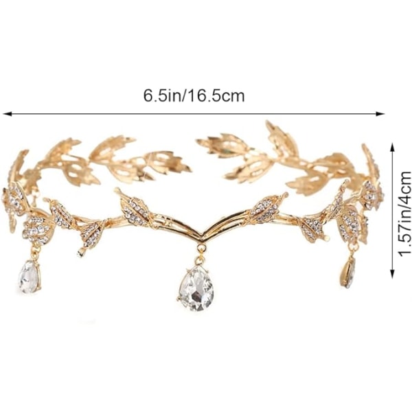 Gudinne Tiara, Alfeprinsesse Tiara, Krystall Rhinestone Bryllupshodeband Krystall Perle Pannebånd for Brud Brudesvenn Jenter (16,5LX4H CM)