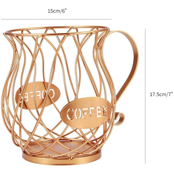 Opbevaringskurv til kaffekapsler, flere kapselholdere, køkkenopbevaringsstativ til bordplade (guld)