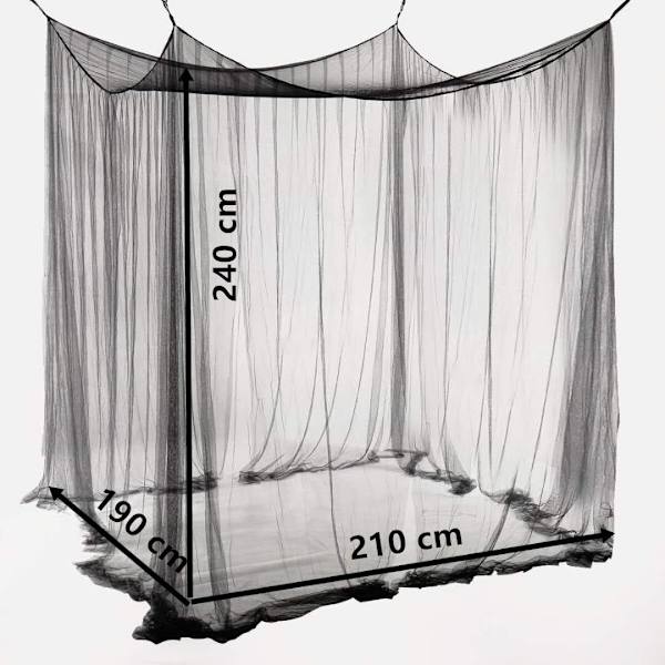 Dubbel Myggnät Svart 4 Sänghimmel 74H x 82L x 94W tum