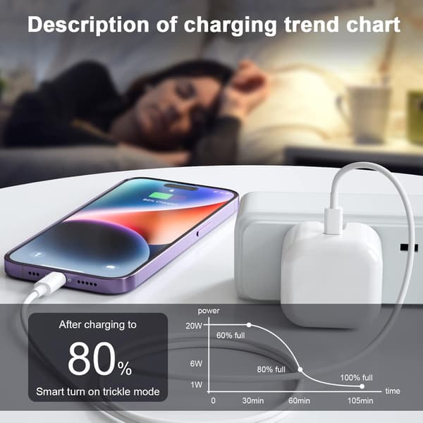 20W iPhone USB C Hurtiglader Stik med 1M iPhone USB C Hurtiglader Kabel